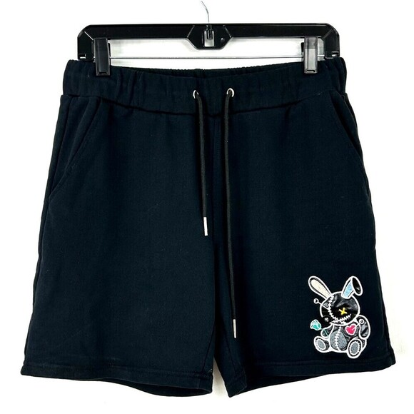 BKYS Lucky Charm Mens Sz S Black Summer Sweat Shorts Fleece Embroidered Comfort - Picture 5 of 12